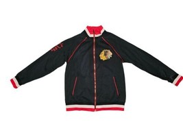 Chicago Blackhawks CCM Track Jacket Embroidered Indian Zip Red Size L Mens  - £22.02 GBP