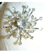 Vintage Coro Silver Tone Brooch Pin Starburst Rhinestones Signed 16-E - €37,99 EUR