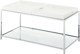 Convenience Concepts Palm Beach Coffee Table With Removable Trays And, White - £125.33 GBP