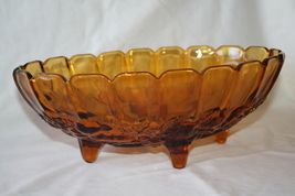 Indiana Glass Garland Amber Large 12&quot; Fruit Centerpiece Oval Bowl #2679 - $20.00
