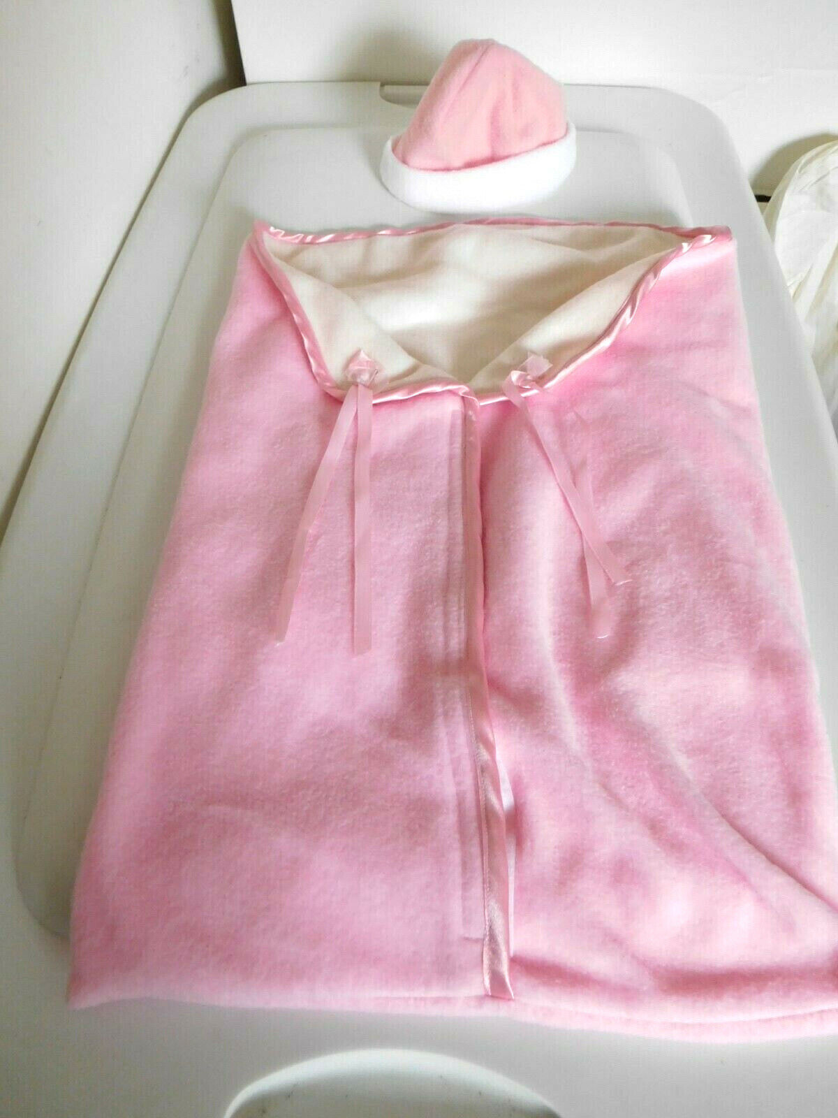 Primary image for Baby Doll Bunting & Hat Pink Flannel for 18" Doll