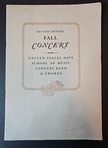 1943 USN School of Music Concert Band &amp; Chorus 2nd Annual Fall Concert P... - £27.65 GBP