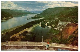 View from the Vista House Crown Point Oregon Columbia River Gorge Postcard 1954 - £5.81 GBP