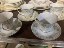 Noritake - Green Hill - 4 Tea Cups &amp; Saucers- Excellent Condition - £12.04 GBP