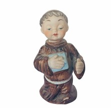 Monk Friar bell porcelain vtg antique bible church decor gift baby face figurine - £31.51 GBP
