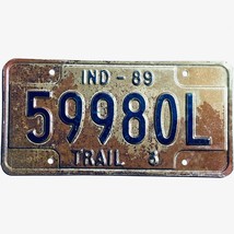 1989 United States Indiana Base Trailer License Plate 59980L - £13.23 GBP
