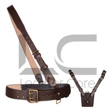 WWII British Army Sam Browne Leather Belt with Shoulder Strap &amp; Sword Frog - £48.58 GBP