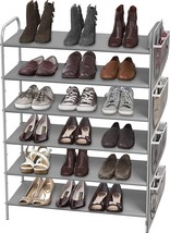 Grey 6-Tier Simple Houseware Shoe Rack Storage Organizer With Side Hangi... - $42.95