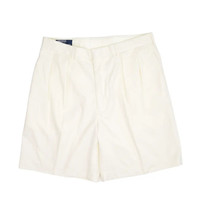 Polo Ralph Lauren Pleated Shorts Mens 36 Bermuda Off White Cotton Blend - $32.03
