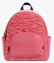 New Coach C4094 Court Backpack with Ruching Nylon &amp; Pebble Leather Confetti Pink - £121.40 GBP