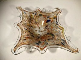 Murano Glass Abstract Freeform Splash Bowl Vintage Confetti Design Made In Italy - £115.97 GBP