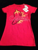 Pressbox Women&#39;s T-Shirt Cajuns Red Cotton Shirt Junior Size Medium New! - £18.52 GBP