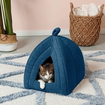 Small Cat Bed Polar Fleece Foldable Pet Tent, Washable - Lagoon Blue, Small - £31.10 GBP