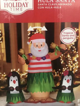 Gemmy 6&#39; Animated Airblown Christmas Hula Santa and Penguins Inflatable RARE HTF - £181.32 GBP
