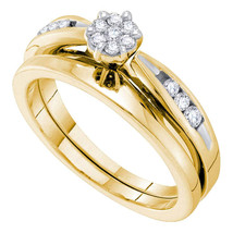 14k Yellow Gold Round Diamond Bridal Wedding Engagement Ring Band Set 1/4 Cttw - £558.64 GBP