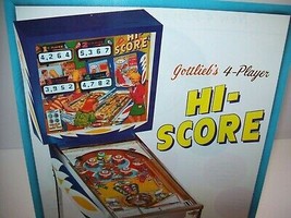 Hi Score Pinball FLYER Original 1967 Retro Game Artwork Sheet UNUSED - $48.93