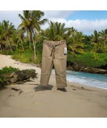 Versailles Crop Pants Women Size 4P Khaki Paisley Belt Zipper Closure An... - $34.56 CAD