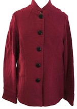 Coldwater Creek Womens Jacket Size 10 Pinkish Red Button Front Knit Coat - $11.88