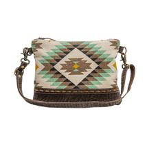 Myra Bags #6800 &quot;Deino&quot;~Rug, Canvas, Leather 11.5&quot;x9&quot; Crossbody~Pockets~Strap~ - £29.31 GBP