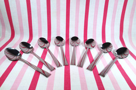 Lovely Mid Century NEW 8pc Modern Flat Handle Stainless Tablespoon Set • Japan - £14.79 GBP