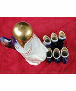 Vintage Soviet USSR Porcelain Fish 700ml Decanter &amp; 6 Glasses Gorodnitsa... - $88.56 CAD