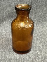 VINTAGE Bloomfield. New Jersey LYSOL BOTTLE, AMBER COLOR, FOUR INCHES TALL - £7.45 GBP