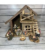 Christmas Manger Nativity Figurines Set Birth Of Jesus Ceramic 8 Pc - $30.69