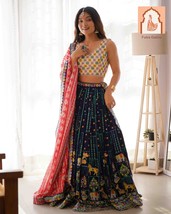 Blue Lehenga Choli Set with Thread &amp; Sequence Work - $80.00