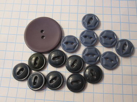 Vintage lot of Sewing Buttons - mix of Medium Blue / Dark Blue Rounds - $15.00