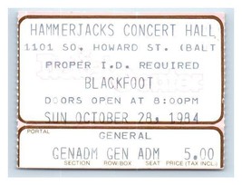 Blackfoot Concert Ticket Stub October 28 1984 Baltimore Maryland - £26.03 GBP