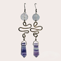 Purple Flourite Gemstone Dangle Earring Solid 925 Silver Sterling Jewelry - £24.07 GBP