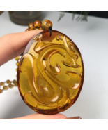 Natural Burmese Amber Myanmar Amber necklace Ancient Dragon Pendant 仿古龍琥珀天然 - $1,202.37 CAD