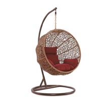 Zolo Hanging Lounge Egg  Swing Chair in Red and Saddle Brown - £565.68 GBP