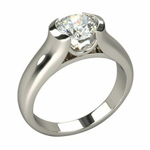 14K White Gold Plated 2 Ct Round Simulated Engagement Solitaire Men&#39;s Gift Ring - £93.44 GBP