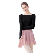 Kint Black Women Dance Sweater Ballet Warm Up Crop Top For With Thumb Holes - $42.99