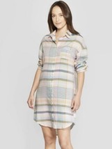 Stars Above Women&#39;s Plaid Simply Cool Button-Up Sleep Shirt Size XS - £8.40 GBP