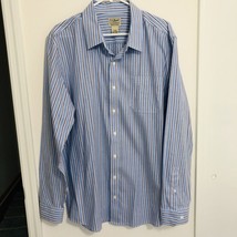 LL Bean Slightly Fitted Shirt Mens L Tall Striped Casual Button Shirt Cotton New - £14.52 GBP