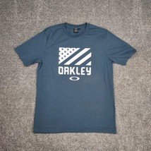 Oakley Shirt Men Large Blue Buckle Flag Patriotic Short Sleeve Tee - £14.09 GBP