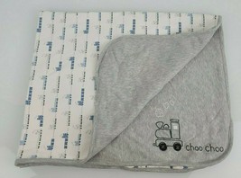 Vintage Gymboree 2002 Gray Blue Choo Choo Train Cotton Baby Boy Blanket - £77.68 GBP