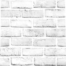 Flockenhome White Brick Wallpaper 17.7&quot; X 314&quot; Peel And Stick Wallpaper Faux - £25.54 GBP