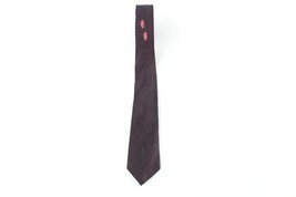 Vintage 60s 70s Rockabilly Distressed Geometric Silk Skinny Neck Tie Wed... - £19.42 GBP