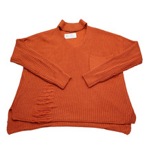 Sweet Sinful Sweater Womens L Orange Mock Neck Keyhole Knitted Pullover - £15.01 GBP