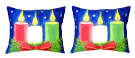 Pair of Betsy Drake Christmas Candles No Cord Pillows 16 Inch X 20 Inch - £63.30 GBP
