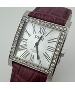 DMQ Swiss Quartz Watch Women Silver CZ Stone Square Leather Analog New B... - €24,39 EUR