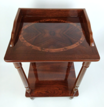 Vintage Wooden Walnut Inlay End/Side/Lamp Stand Table 26&quot; T 2 Tier Spind... - £193.30 GBP