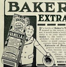 1904 Baker&#39;s Extracts Vanilla Advertisement Dessert Baking Ephemera 4.75... - $19.99