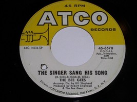The Bee Gees The Singer Sang His Song Jumbo 45 RPM Vintage Atco Label - £11.71 GBP