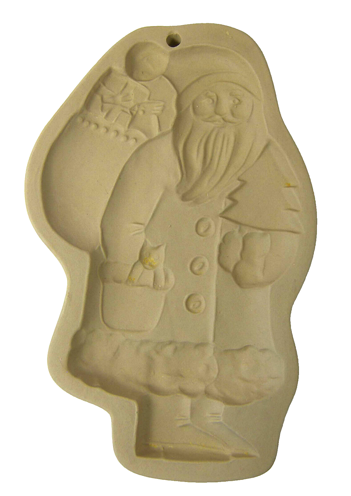 Santa Cookie Biscuit Mold Brown Bag 1983 Hill Design Christmas Ceramic 6... - £7.29 GBP