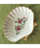 Vintage Porcelain Clam Shell Trinket Ring Soap Dish with Roses Gold Trim... - £8.53 GBP