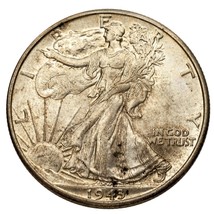 1943 Silver Walking Liberty Half Dollar 50C (Brilliant Uncirculated Condition) - £38.81 GBP